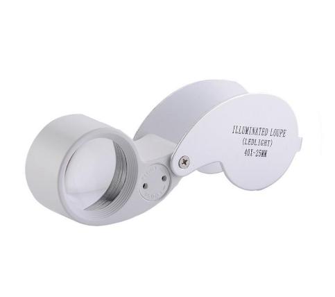 Magnifying Loupe 40X 25mm 40X25mm 40 x 25 Jeweller LED Light Glass Magnifier whole Drop New4499407