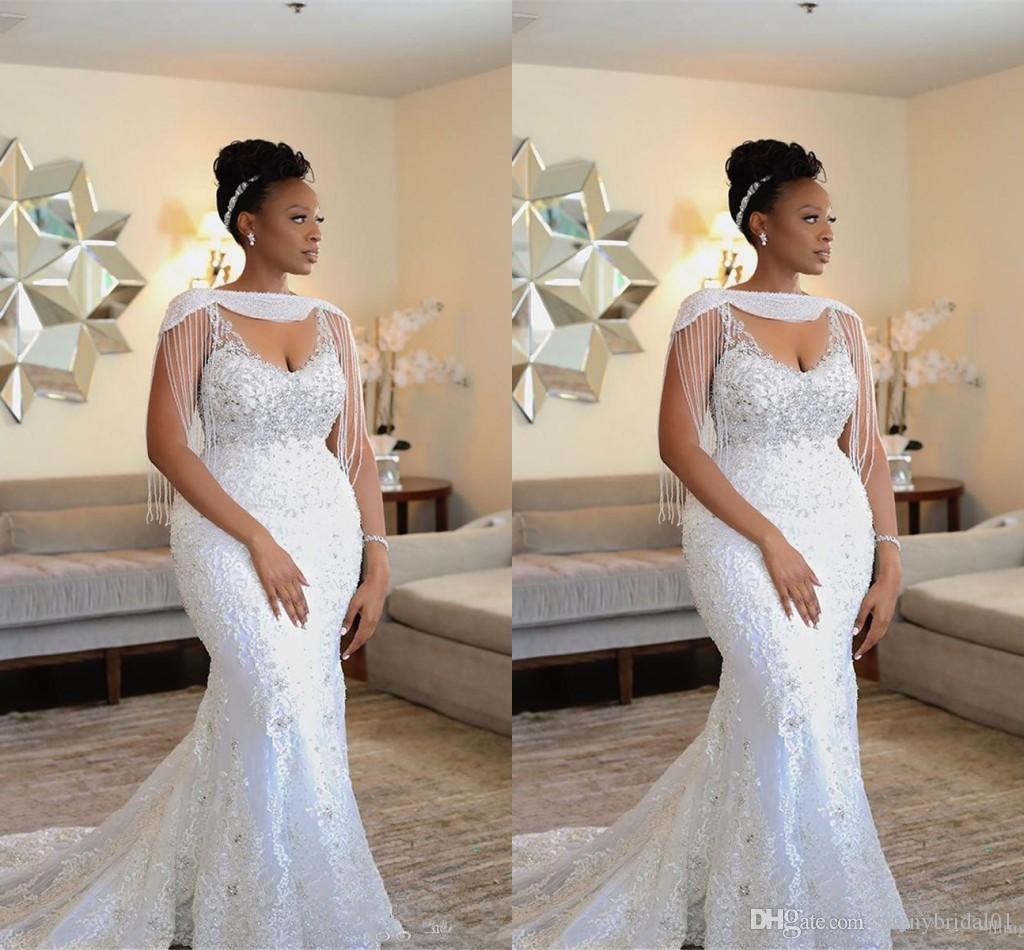 African Luxurious With Wrap Beading Crystal Woman Ballgown Small Tail Bridal Wedding Dress Customized Dresses B130 0510