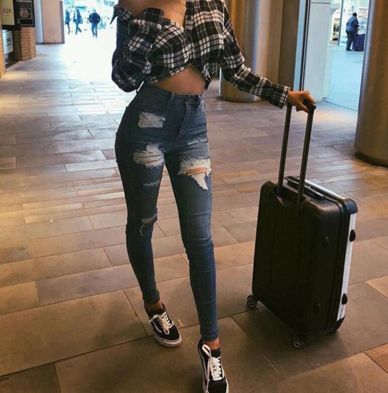 Plus Size Women High Waist Jeans Holes Denim Pencil Pants Women' Casual Ripped Jeans long pants hole light blue sexy
Plus Size Women High Waist Jeans Holes Denim Pencil Pants Women' Casual Ripped Jeans long pants hole light blue sexy
