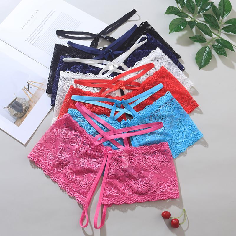 Women's Lace Open File Temptation Plus Size Panties Low Waist Free Sexy Breifs #R5
