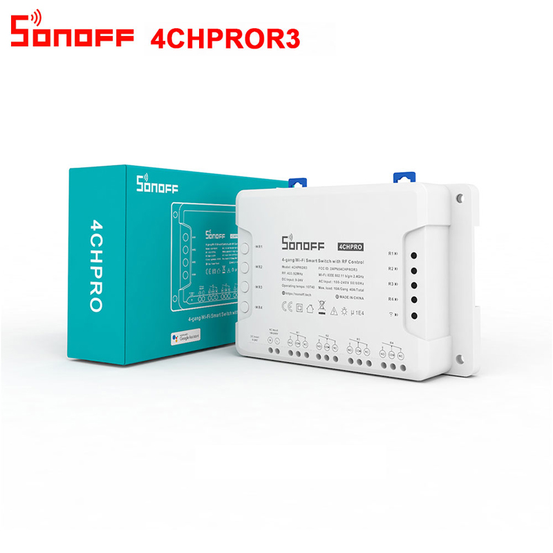 Sonoff 4CHPROR3 4 Gang 433Mhz RF Smart Switch Support Interlock Self-locking Inching 3 Working Modes via eWeLink APP Alexa IFTTT
Sonoff 4CHPROR3 4 Gang 433Mhz RF Smart Switch Support Interlock Self-locking Inching 3 Working Modes via eWeLink APP Alexa IFTTT