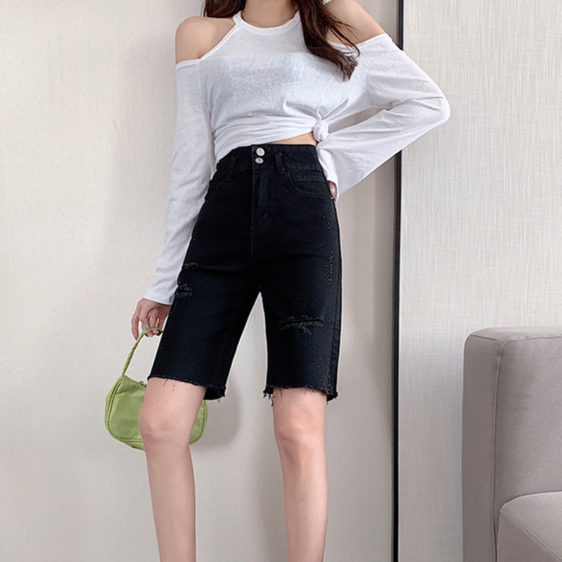 Woman Shorts Jeans Skinny High Waist Ripped Jeans 2020 Summer For Clothes Denim Clothing Black Streetwear Fashion Vintage Pants
Woman Shorts Jeans Skinny High Waist Ripped Jeans 2020 Summer For Clothes Denim Clothing Black Streetwear Fashion Vintage Pants
