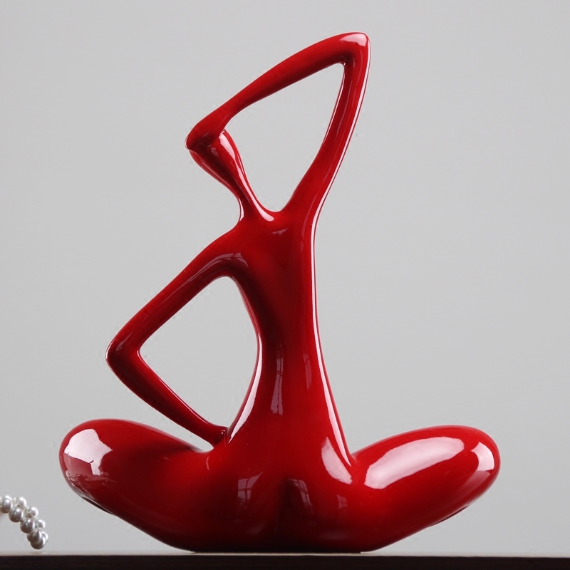 Resin Crafts Home decoration Abstract Yoga girl character ornaments sculpture Creative Living room bedroom bookcase accessories T200710