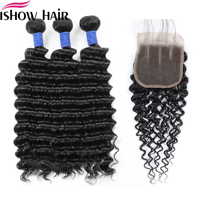kinky curly straight human hair bundles with closure deep wave 3bundles with lace closure 828 inch remy human hair extensions