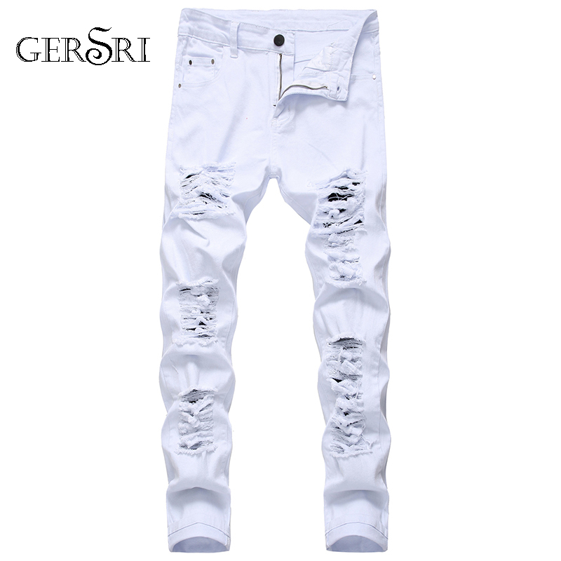 Gersri straight hole destruction trousers distressed jeans men denim trousers men jeans fashion designer brand white jean male
Gersri straight hole destruction trousers distressed jeans men denim trousers men jeans fashion designer brand white jean male