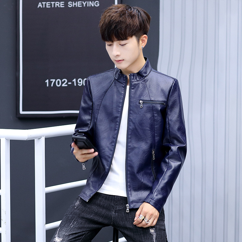 2020 Autumn New Men's Stitching PU Leather Youth Slim Stylish Handsome Stand Collar Leather Jacket, Black
2020 Autumn New Men's Stitching PU Leather Youth Slim Stylish Handsome Stand Collar Leather Jacket, Black