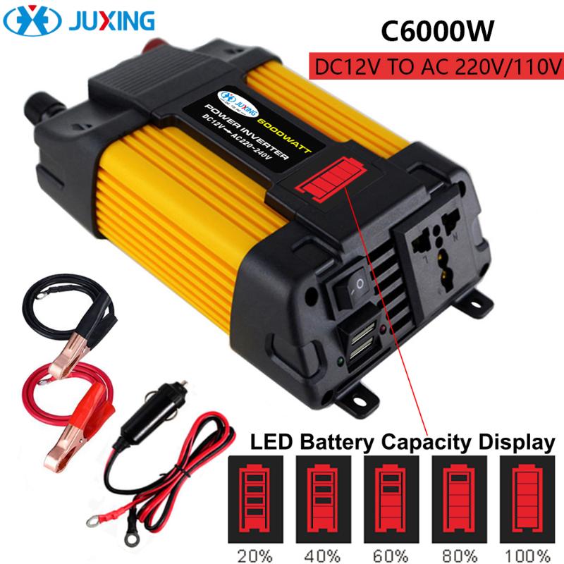 JUXING 6000W/4000W Converter for Car Power Inverter Voltage Transformer DC 12V to AC 220V with LED Display-2 USB Use for Vehicle
JUXING 6000W/4000W Converter for Car Power Inverter Voltage Transformer DC 12V to AC 220V with LED Display-2 USB Use for Vehicle