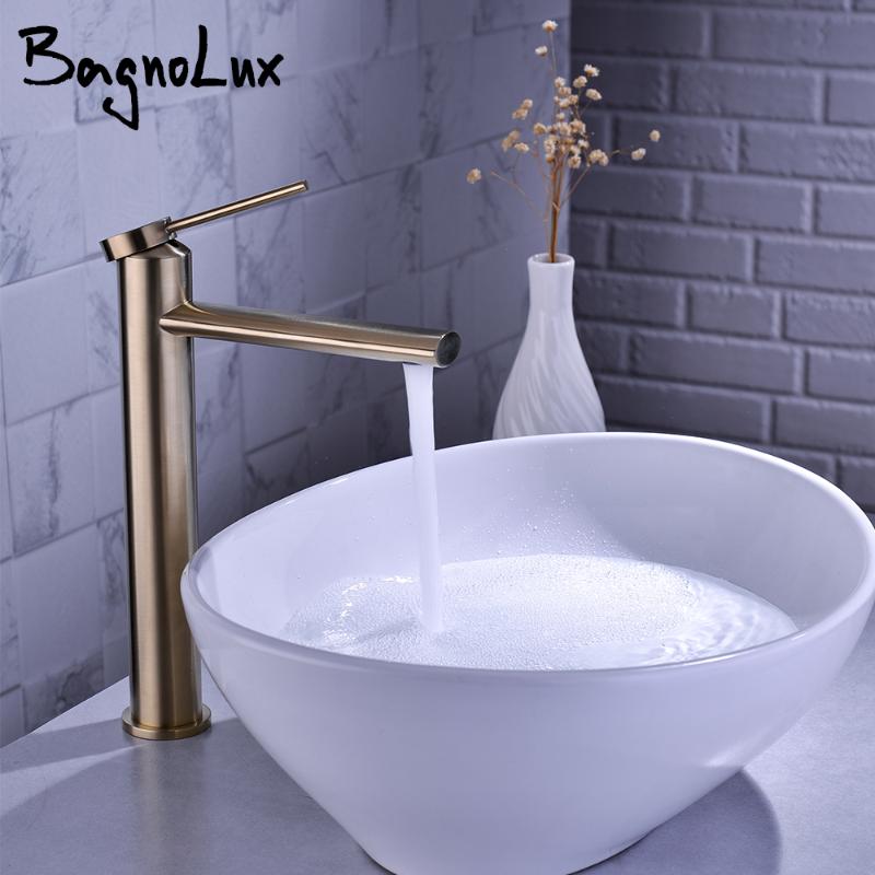 Bagnolux Brass Single Holder Single Hole Brushed Gold Modern Deck Mounted Hot And Cold Water Mixed Type Bathroom Basin Faucet
Bagnolux Brass Single Holder Single Hole Brushed Gold Modern Deck Mounted Hot And Cold Water Mixed Type Bathroom Basin Faucet