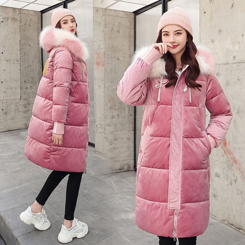 Winter Pink Velvet Cotton Padded Parka Jacket Women Thicken Warm Fuax Fur Collar Hooded Parkas 2020 Casual Korean Ladies Coat
Winter Pink Velvet Cotton Padded Parka Jacket Women Thicken Warm Fuax Fur Collar Hooded Parkas 2020 Casual Korean Ladies Coat