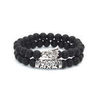 6mm 8mm Obsidian Dragon Phoenix Pattern Stone Beaded Bracelet Lovers Transfer Luck Bracelet & Bangle Jewelry Gift CX200724