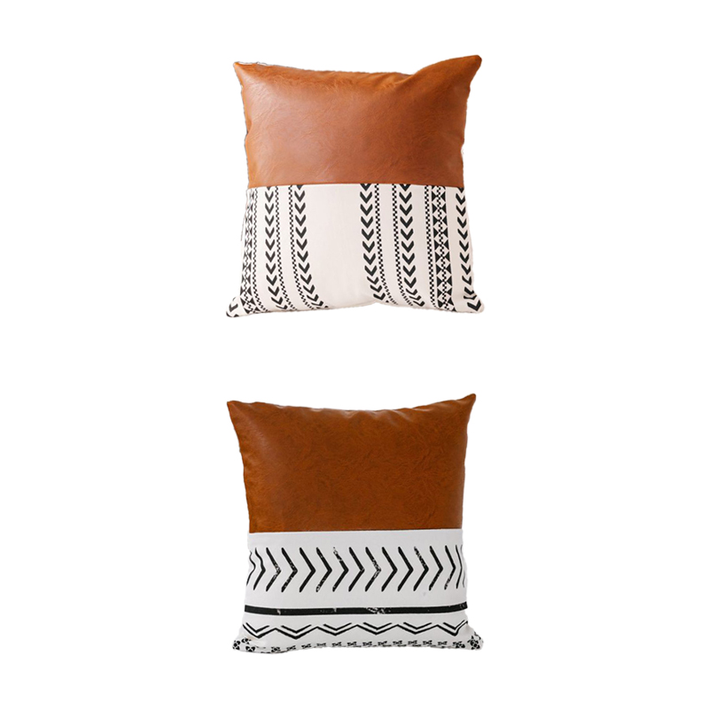 Set of 2 Faux Leather Pillow Cover Square Luxury Cushion Case Soft Decorative Throw Pillow Sham Case Set for Sofa Couch Bed