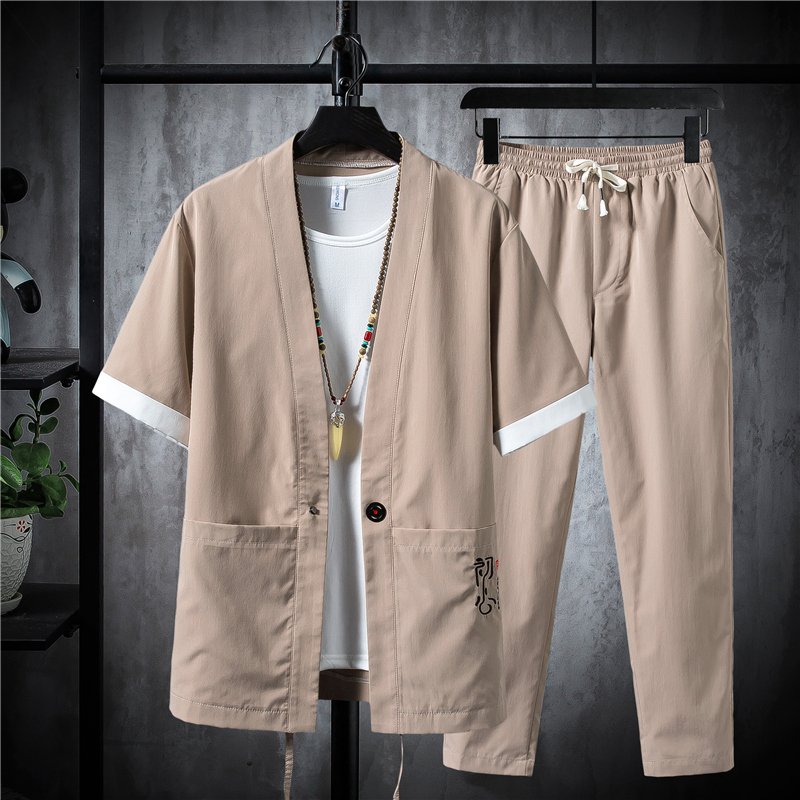 Chinese style mens two-piece set khaki gray green Black summer men shirts short sleeve and Ankle-Length pants large size s-5xl
Chinese style mens two-piece set khaki gray green Black summer men shirts short sleeve and Ankle-Length pants large size s-5xl