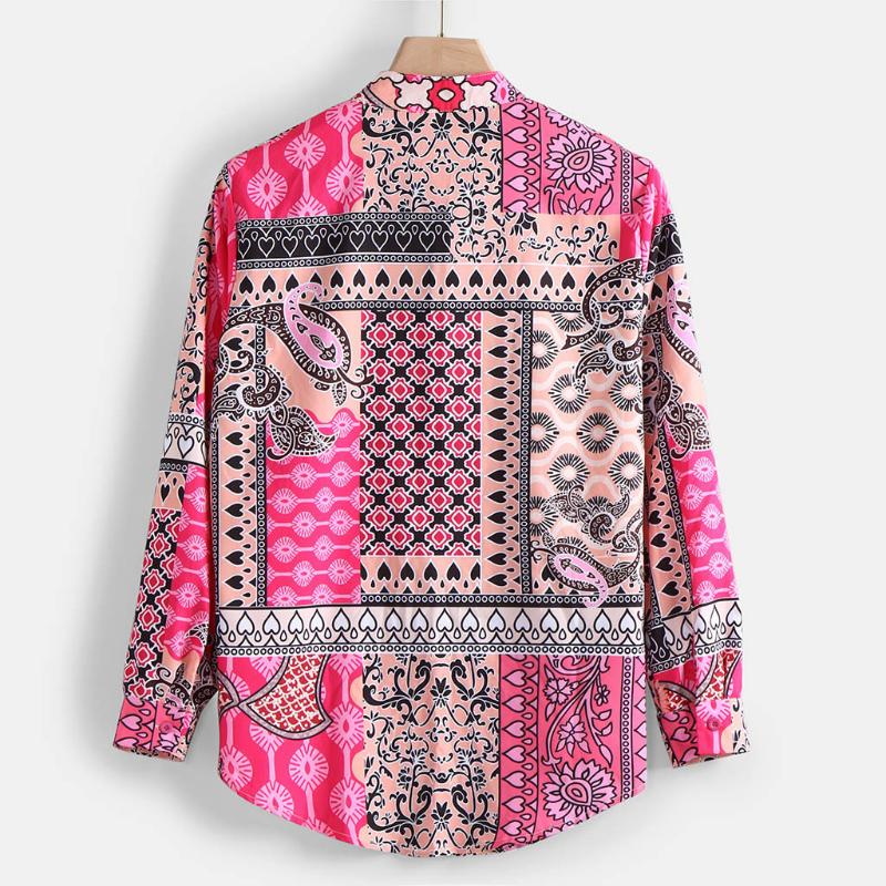 Tropical Hawaiian Shirts Men Long Sleeve Summer Casual Print Shirt Sexy Streetwear Printed Blouse Loose Men Shirt Chemise 50CS