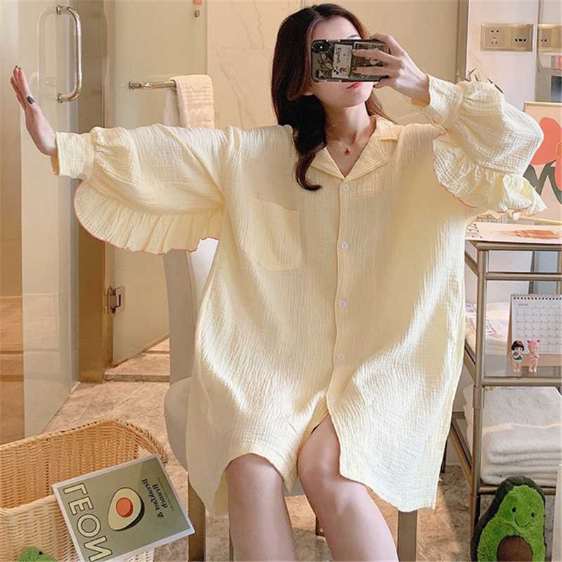 plus fat Nightdress summer thin section cotton gauze pregnant women nightgown shirt-style confinement home skirt pijamas women, Blue
plus fat Nightdress summer thin section cotton gauze pregnant women nightgown shirt-style confinement home skirt pijamas women, Blue