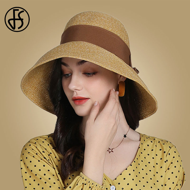 FS Straw Hat Bowknot Sun Caps Large Wide Brim Beach Women Hat Summer Boater Ribbon Round Top Fedora Hats Black Brown Foldable
FS Straw Hat Bowknot Sun Caps Large Wide Brim Beach Women Hat Summer Boater Ribbon Round Top Fedora Hats Black Brown Foldable
