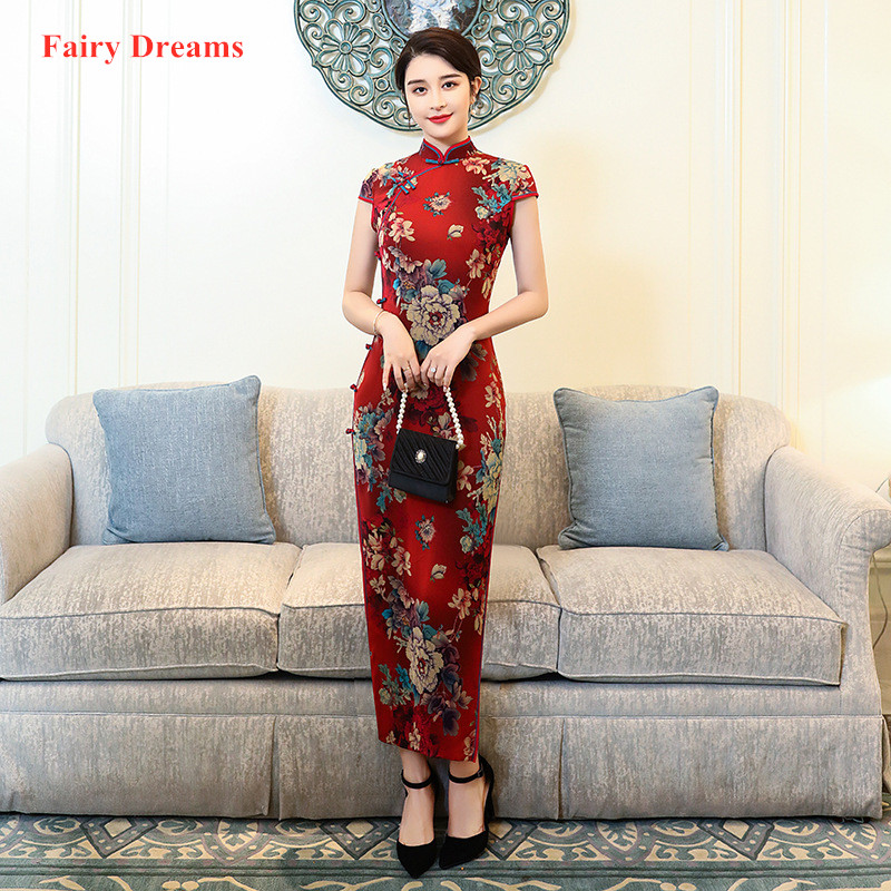 Red Cheongsam Wedding Dress Side Split Flowers Print Chinese Traditional Dress Women Qipao Plus Size Clothing Vintage Robe 2020
Red Cheongsam Wedding Dress Side Split Flowers Print Chinese Traditional Dress Women Qipao Plus Size Clothing Vintage Robe 2020