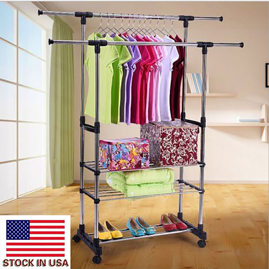 convenient Organizer Indoor Clothes Rack Dual Bars Horizontal & Vertical Telescope Style 3 Tiers Stainless Steel Clothing Garment Shoe
convenient Organizer Indoor Clothes Rack Dual Bars Horizontal & Vertical Telescope Style 3 Tiers Stainless Steel Clothing Garment Shoe