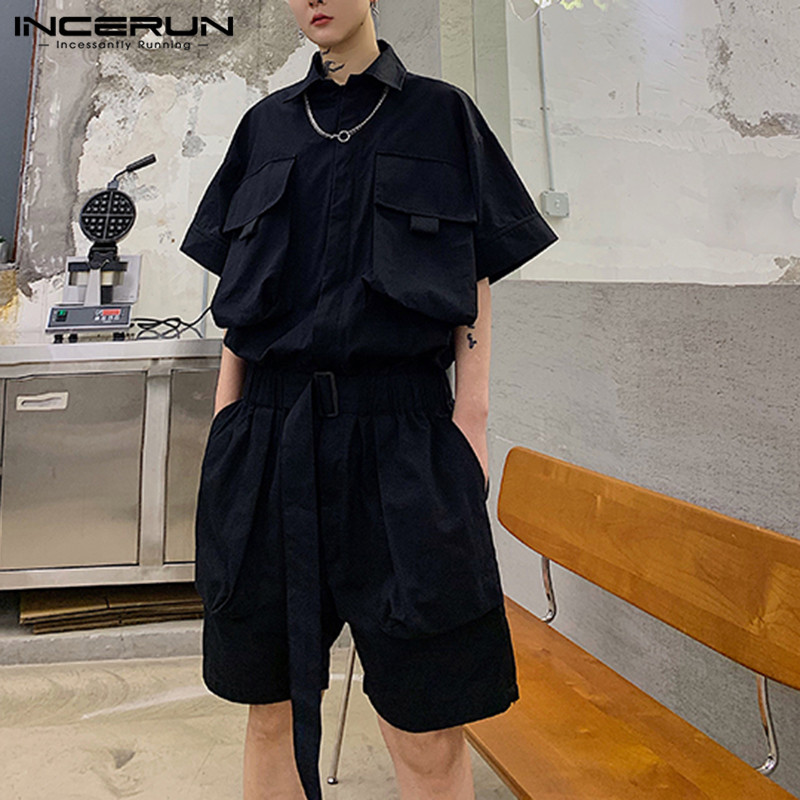 2020 Fashion Cargo Rompers Men Solid Color Shorts Jumpsuits Vintage INCERUN Short Sleeve Lapel Bib Pants Casual Pockets Overalls, Black
2020 Fashion Cargo Rompers Men Solid Color Shorts Jumpsuits Vintage INCERUN Short Sleeve Lapel Bib Pants Casual Pockets Overalls, Black