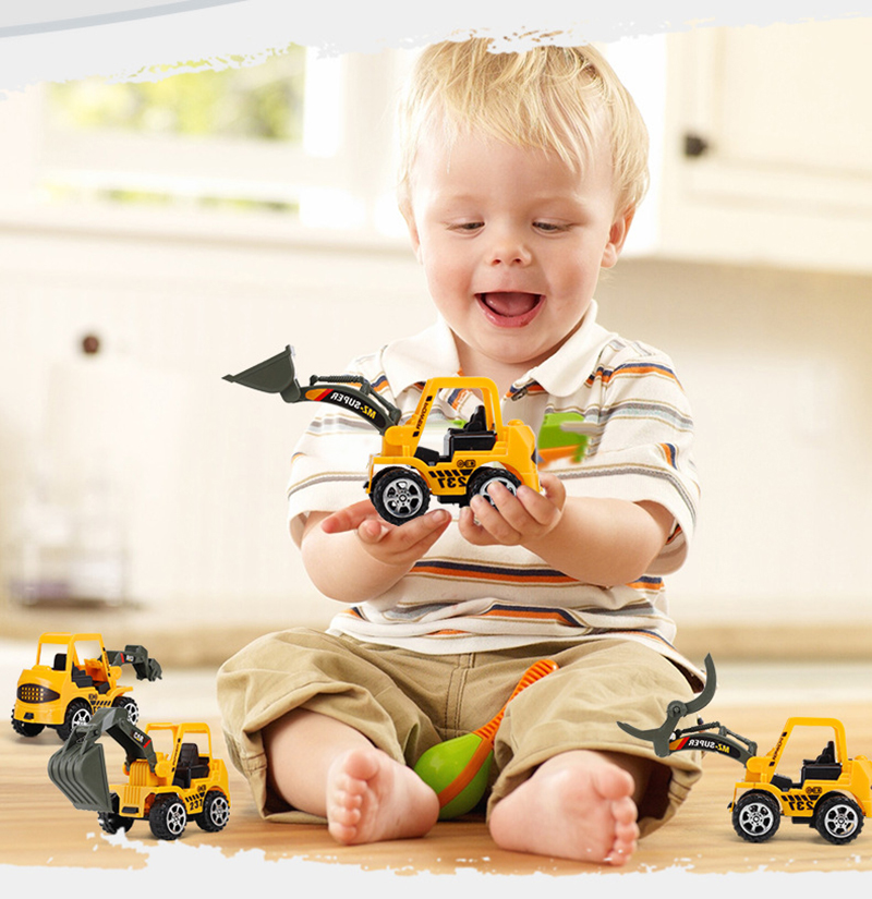 6 Pcs/Set Wholesale Vehicle Truck Car Plastic Diecast Construction Bulldozer Engineering Model Toy For Kids Children Boys Gift