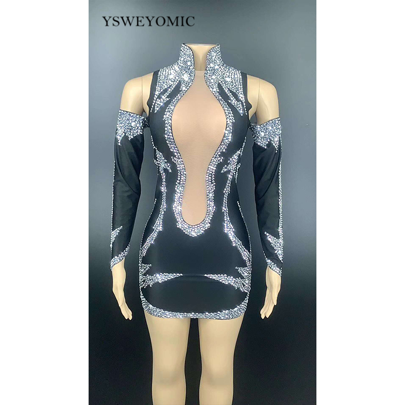 Short Dress Celebrate Birtherday Party Rhinestone Women Dancer Singer Bar Dress Show Outfit Set Bar Dance Stage, As pic
Short Dress Celebrate Birtherday Party Rhinestone Women Dancer Singer Bar Dress Show Outfit Set Bar Dance Stage, As pic