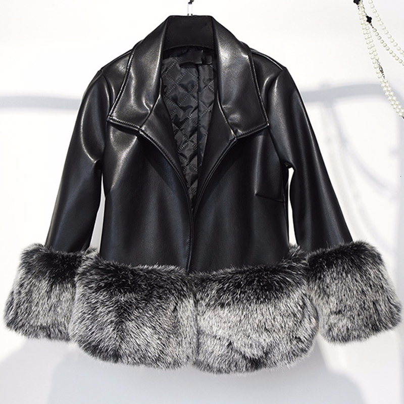 CHICEVER Faux Fur Patchwork PU Leather Jackets Women Long Sleeve Short Jacket Female Fashion Clothes Winter 2020 Tide, Black
CHICEVER Faux Fur Patchwork PU Leather Jackets Women Long Sleeve Short Jacket Female Fashion Clothes Winter 2020 Tide, Black