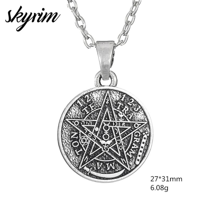 Skyrim Vintage Tetragrammaton Pentagram Wicca Charm Pendant Necklace for man Amulet Jewelry Accessories Necklaces Gifts
Skyrim Vintage Tetragrammaton Pentagram Wicca Charm Pendant Necklace for man Amulet Jewelry Accessories Necklaces Gifts