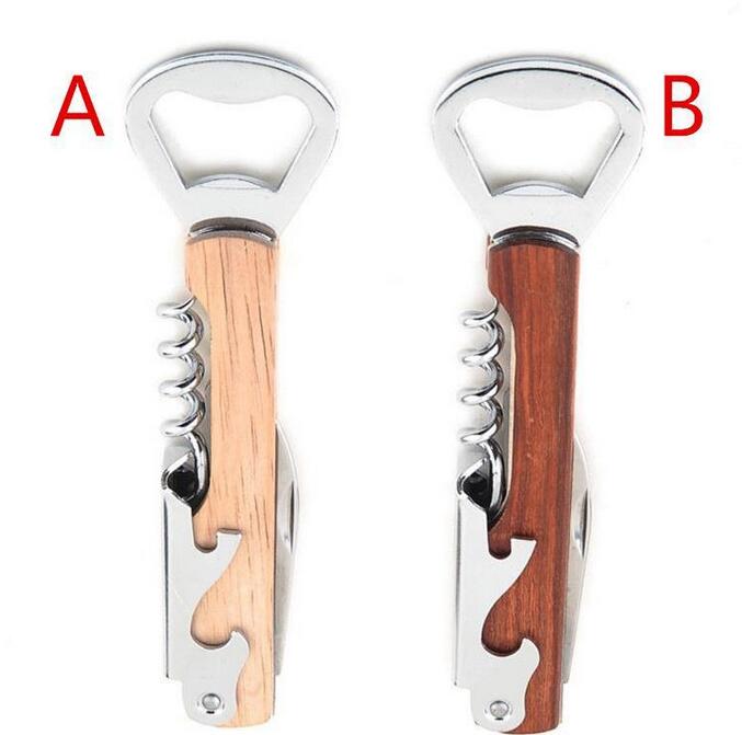 Wood Handle wine opener Stainless Steel HandHeld Deluxe Bottle Opener Corkscrew Double Hinge Waiters Wine Bottle Opener Epacket f5633999