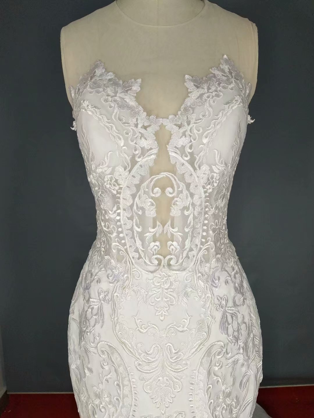 2020 Luxury Chapel Mermaid Wedding Dresses With Wrap Illusion Applique Lace Bridal Gown Sleeveless Sweep Train Custom Made Robe De Mariee
