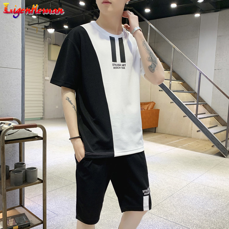 Summer Mens Street Fashion Set Tracksuit Mens New Hooded Set Student Wear Casual Patchwork Print T-Shirt + Shorts Harajuku 2 PCS, Black 906
Summer Mens Street Fashion Set Tracksuit Mens New Hooded Set Student Wear Casual Patchwork Print T-Shirt + Shorts Harajuku 2 PCS, Black 906