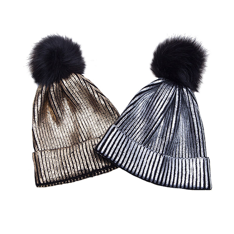 Winter Warm Knitting Hats Bronzing Gold And Silver Caps Female Fashion Skullies Beanies With Pompon Hat For Women Cap
Winter Warm Knitting Hats Bronzing Gold And Silver Caps Female Fashion Skullies Beanies With Pompon Hat For Women Cap