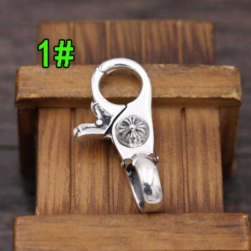 Vintage 925 sterling silver handmade fashion accessories antique silver American designer cross anchor heart designer keychains keyrings
