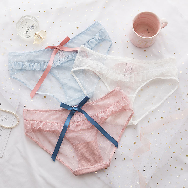 Transparent gauze underwear women lace hollow out slim Japanese girl big bow low waist briefs dessous femme lace briefs women, See chart
Transparent gauze underwear women lace hollow out slim Japanese girl big bow low waist briefs dessous femme lace briefs women, See chart