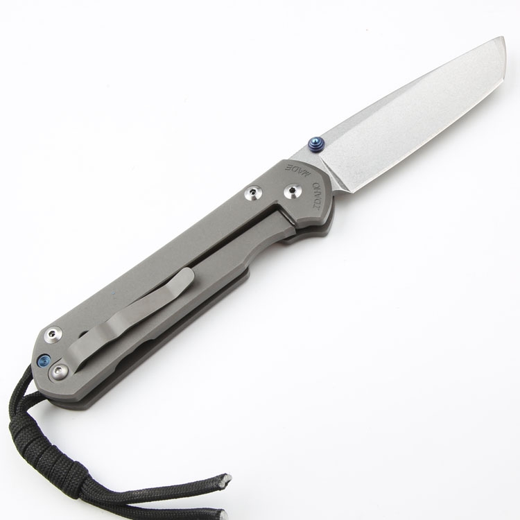 2020 CR Knives Large Sebenza 21 Pocket Folding Knife D2 Tanto Point Stone Wash Blade CNC TC4 Titanium Alloy Handle With Leather Sheath
