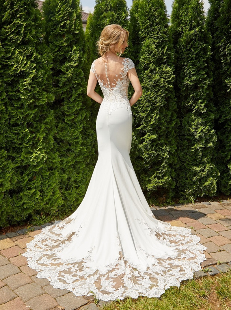 2021 Mermaid Wedding Dress Sexy Backless O-Neck Sleeveless Lace Stain Wedding Gown Bridal Gowns White Ivory Dress robe de mairee