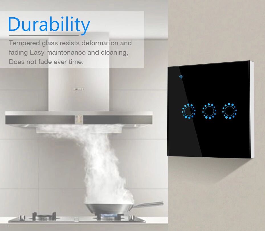 WiFi Smart Light Switch Glass Panel Touch Switch Compatible with Alexa Google Home Smart Wall Switch 10A 90250V Phone App Timer F1