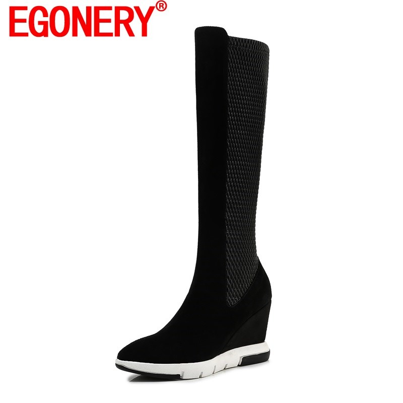 EGONERY women new high boots 2020 winter sheep suede and Elastic fiber upper fashion woman long boots sexy wedges shoes woman, Black
EGONERY women new high boots 2020 winter sheep suede and Elastic fiber upper fashion woman long boots sexy wedges shoes woman, Black