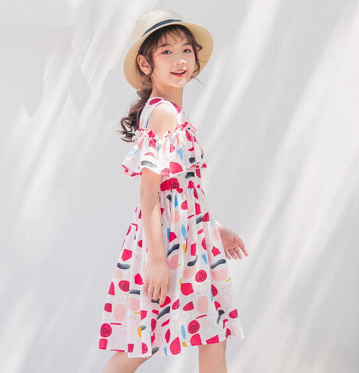 Girls Floral Dress Summer Explosions Big Boy Korean Korean Ruffled Princess Dress WY1436