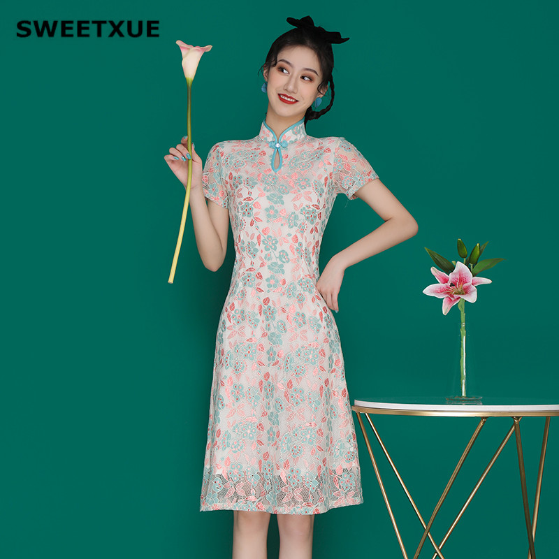 SWEETXUE 2020 Women French Improved Version Retro Girl Lace Dress, Photo color 
SWEETXUE 2020 Women French Improved Version Retro Girl Lace Dress, Photo color