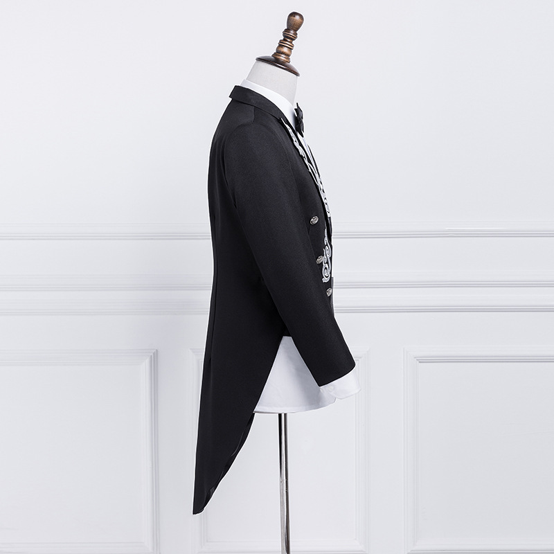 2020 Handsome Mens Designer Suits Appliqued Tailcoat Long Coat 2-Pieces Gentleman Double Breasted Groom Custom Made Best Man Business Suits