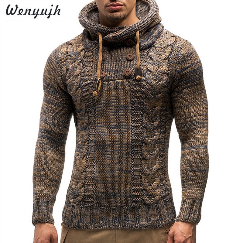 Autumn Winter Men's Hooded Sweaters Male Sweaters Cotton Jumper Man Fashion Casual Gray Wine Slim Mens Sweaters Hombre CX200730