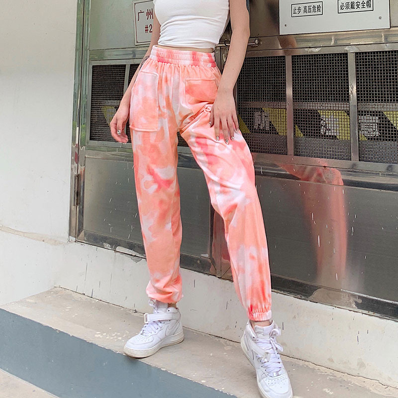 External Pocket Tie-Dye Casual Pants Women' 2020 Summer European and American Cross-Border High Waist Beam Feet New Women, Orange
External Pocket Tie-Dye Casual Pants Women' 2020 Summer European and American Cross-Border High Waist Beam Feet New Women, Orange