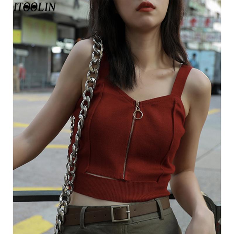 ITOOLIN Women Crop Top Club Sexy Zipper Cotton Camisole Ladies Sleeveless Solid Simple Straps Tops Women Black Knitted Tank Tops
ITOOLIN Women Crop Top Club Sexy Zipper Cotton Camisole Ladies Sleeveless Solid Simple Straps Tops Women Black Knitted Tank Tops