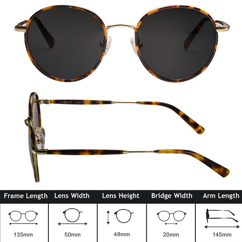 polarized sunglasses women sunglasses carfia 1949 Vintage round designer for men UV protection acatate resin glasses