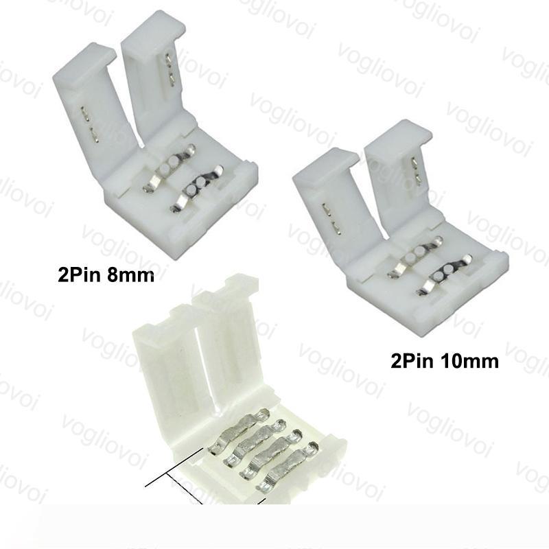 LED Strip Light Connectors 8MM 2PIN 10mm 4PIN PCB Solderless Connectors Adapter For SMD 5050 3528 RGB Single Color DHL