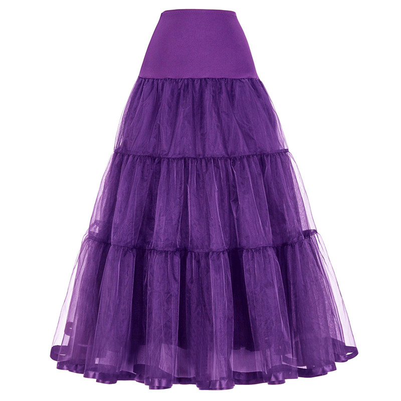 Women Black Red Retro Long Skirts For Wedding Fashion Vintage Skirt Crinoline Underskirt A-Line Empire Voile Tulle Petticoat