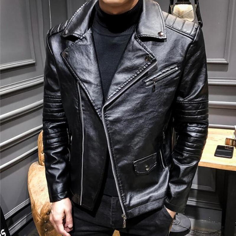 Fashion Motorcycle Leather Jacket Men Slim Fit Oblique Zipper PU Jacket Autumn Men Leather Jackets Coats, Black
Fashion Motorcycle Leather Jacket Men Slim Fit Oblique Zipper PU Jacket Autumn Men Leather Jackets Coats, Black