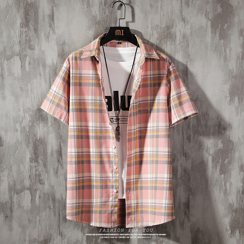 New Fashion Mens Plaid Shirts Short Sleeve Casul Summer Tops Harajuku Streetwear Cotton Shirts Turn_Down Collar Tops Tee Shirt, Blue
New Fashion Mens Plaid Shirts Short Sleeve Casul Summer Tops Harajuku Streetwear Cotton Shirts Turn_Down Collar Tops Tee Shirt, Blue