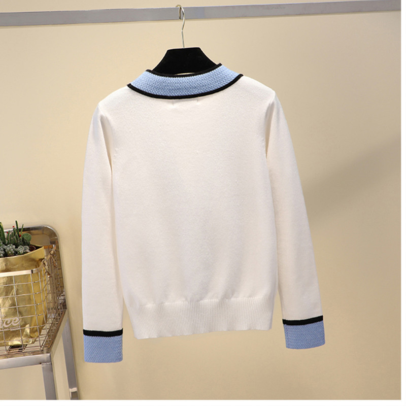 Women's Sweaters Knitted Sweater for Women V Neck Contrast Color Buttons Knitted Cardigan Sweater CX200801