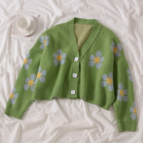 Female Sweater Preppy Style Flower Knit Cardigans Sweater Women V Neck Loose Long Sleeve Elegaht Thicked Pull Femme Print Short Casual Coat, Green
Female Sweater Preppy Style Flower Knit Cardigans Sweater Women V Neck Loose Long Sleeve Elegaht Thicked Pull Femme Print Short Casual Coat, Green