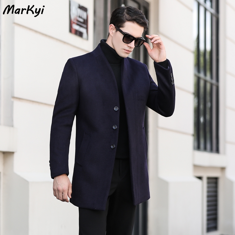 MarKyi autumn fashion mandarin collar wool trench coat men single breasted long trench homme male, Black
MarKyi autumn fashion mandarin collar wool trench coat men single breasted long trench homme male, Black